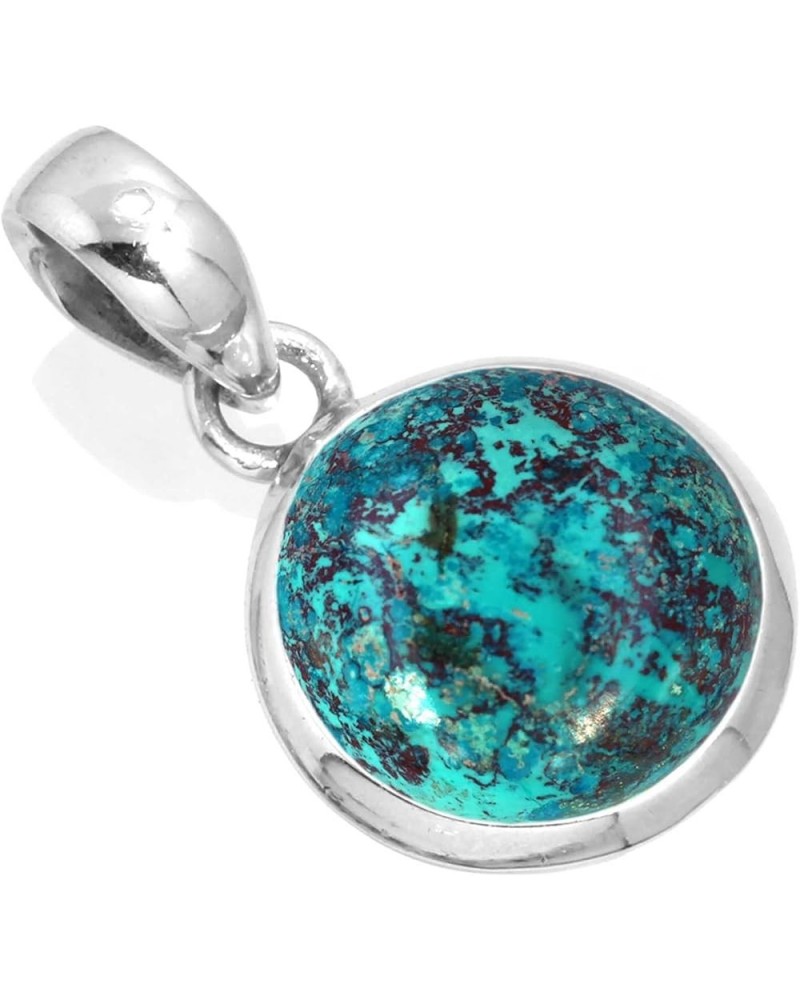 925 Sterling Silver Statement Pendant for Women 12 MM Round Gemstone Handmade Jewelry for Gift (99520_P) Shattuckite $18.54 N...