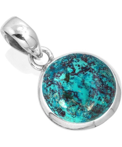 925 Sterling Silver Statement Pendant for Women 12 MM Round Gemstone Handmade Jewelry for Gift (99520_P) Shattuckite $18.54 N...