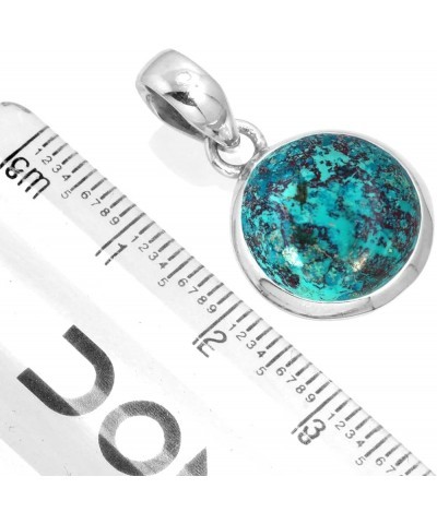 925 Sterling Silver Statement Pendant for Women 12 MM Round Gemstone Handmade Jewelry for Gift (99520_P) Shattuckite $18.54 N...