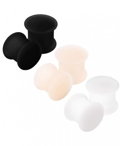 6 x Black Silicone Double Flared Ear Stretcher Expander, Silicone $5.99 Body Jewelry