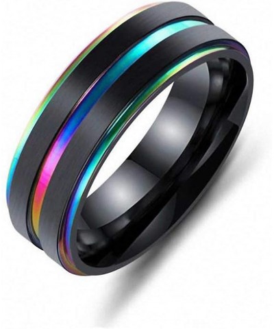 Men Women Rainbow Colorful LGBT Ring Stainless Steel Wedding Band Lesbian & Gay Rings multicolor $12.26 Rings