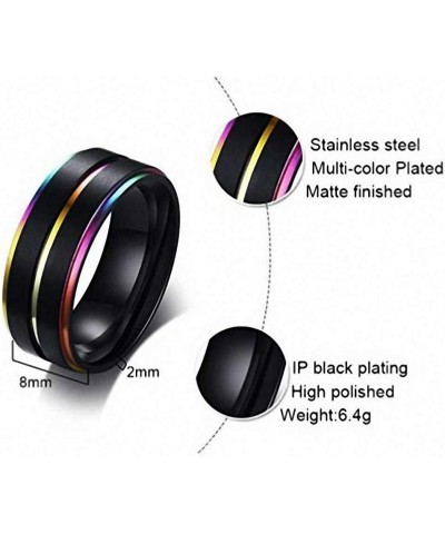 Men Women Rainbow Colorful LGBT Ring Stainless Steel Wedding Band Lesbian & Gay Rings multicolor $12.26 Rings