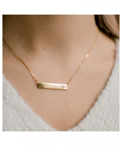 Bar Pendant Initial Necklace, 18K Gold Plated Stainless Steel Bar Necklace Dainty Delicate Initial Necklace Simple Personaliz...