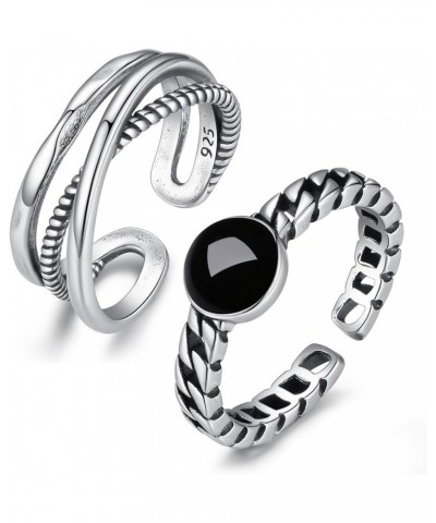 925 Sterling Silver Rings Set for Women Girls, Stackable Open Rings Size Adjustable, Pack for Gift Style9-2Pcs $12.59 Rings