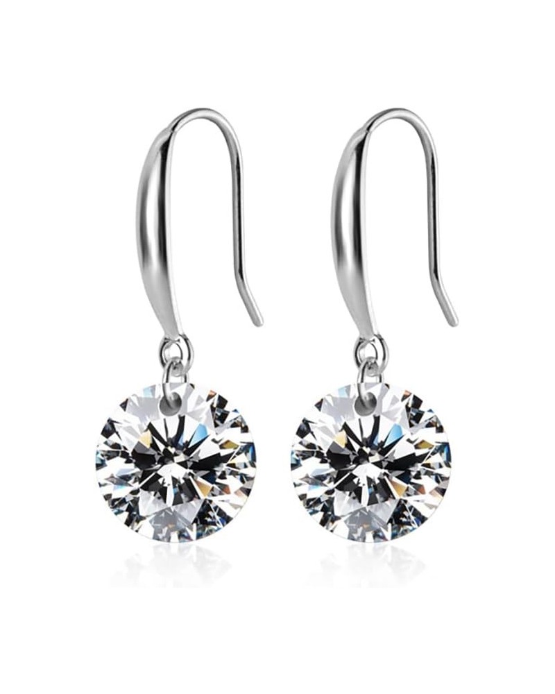 925 Sterling Silver Cubic Zirconia Drop Earrings for Women Teens Brilliant Cut Simulated Diamond Dangle Earrings Crystal Wedd...