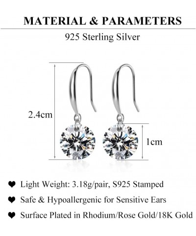 925 Sterling Silver Cubic Zirconia Drop Earrings for Women Teens Brilliant Cut Simulated Diamond Dangle Earrings Crystal Wedd...