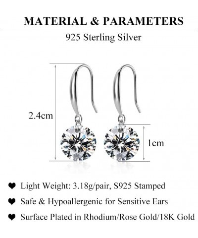 925 Sterling Silver Cubic Zirconia Drop Earrings for Women Teens Brilliant Cut Simulated Diamond Dangle Earrings Crystal Wedd...