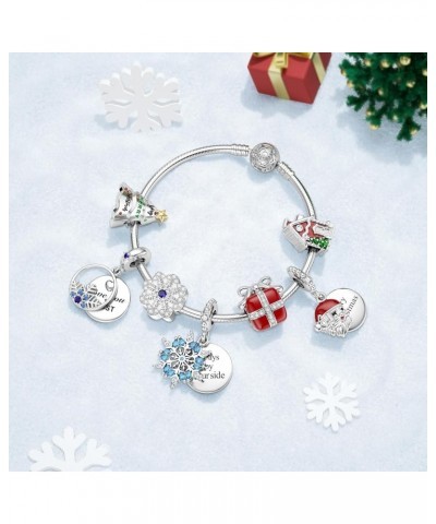 Christmas Charms Fit Pandora, 925 Sterling Silver Enamel Bracelet Beads Dangle, Christmas Tree, Gift Box, Santa Claus, Snowfl...