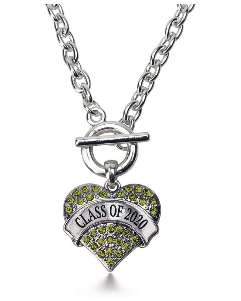 Silver Pave Heart Charm 18 Inch Necklace with Cubic Zirconia Jewelry Class of 2020 Green $10.79 Necklaces