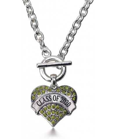 Silver Pave Heart Charm 18 Inch Necklace with Cubic Zirconia Jewelry Class of 2020 Green $10.79 Necklaces