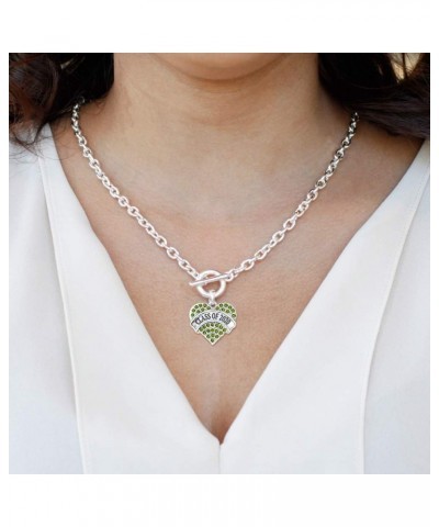 Silver Pave Heart Charm 18 Inch Necklace with Cubic Zirconia Jewelry Class of 2020 Green $10.79 Necklaces