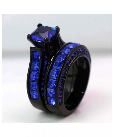 Black Gold Plated Womens Wedding Ring Sets Bridal Sets Princess cut Red Cz Engagement Ring Wedding Bands Blue2 7 $11.87 Sets