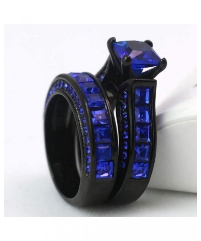 Black Gold Plated Womens Wedding Ring Sets Bridal Sets Princess cut Red Cz Engagement Ring Wedding Bands Blue2 7 $11.87 Sets