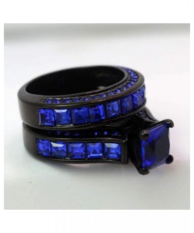 Black Gold Plated Womens Wedding Ring Sets Bridal Sets Princess cut Red Cz Engagement Ring Wedding Bands Blue2 7 $11.87 Sets