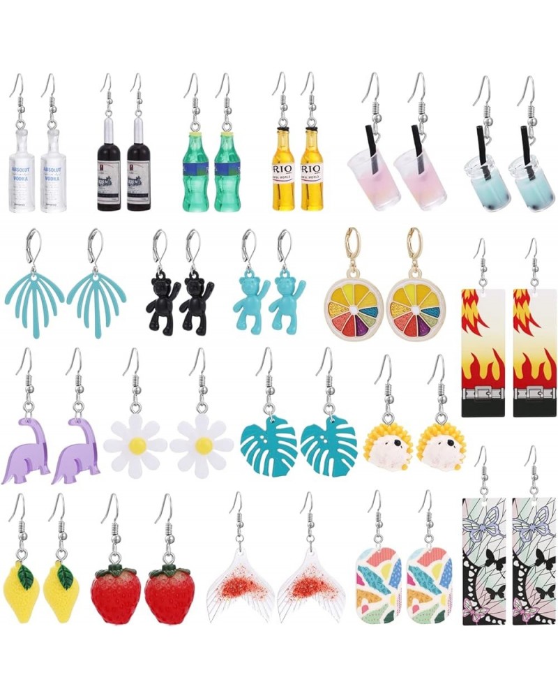 20 Pairs Mixed Weird Cute Earrings Funny Dangle Drop Resin Acrylic & Metal Earrings Set for Women Girls Anime Cosplay Rubber ...