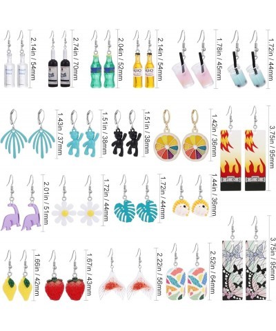 20 Pairs Mixed Weird Cute Earrings Funny Dangle Drop Resin Acrylic & Metal Earrings Set for Women Girls Anime Cosplay Rubber ...