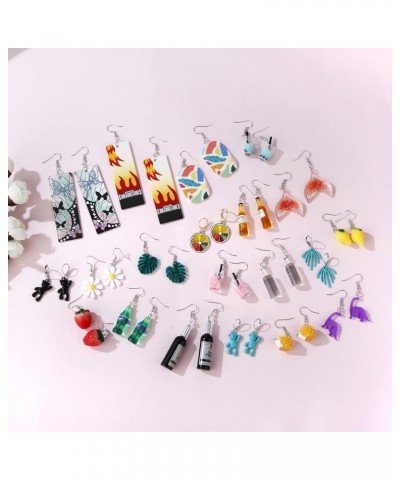 20 Pairs Mixed Weird Cute Earrings Funny Dangle Drop Resin Acrylic & Metal Earrings Set for Women Girls Anime Cosplay Rubber ...