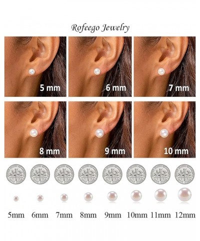 Handpicked AAAA+ Quality Freshwater Cultured Button Pearl Stud Earrings-Sterling Silver 8.5-9 mm white $7.39 Earrings