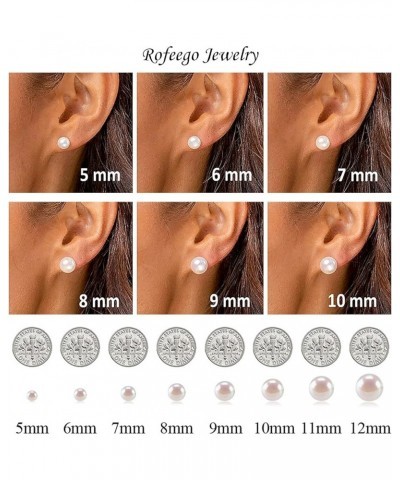 Handpicked AAAA+ Quality Freshwater Cultured Button Pearl Stud Earrings-Sterling Silver 8.5-9 mm white $7.39 Earrings