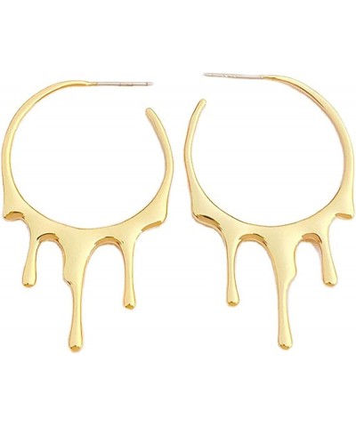 Fashion Drop Icicle C-Shaped Hoop Earrings Metal Melting Dripping Shaped Earrings for Women Girls Jewelry Earrings Gold $8.39...