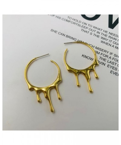 Fashion Drop Icicle C-Shaped Hoop Earrings Metal Melting Dripping Shaped Earrings for Women Girls Jewelry Earrings Gold $8.39...