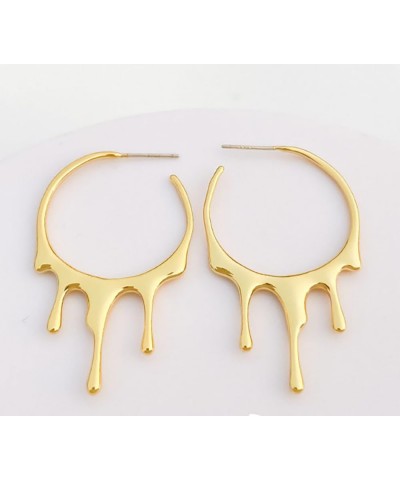 Fashion Drop Icicle C-Shaped Hoop Earrings Metal Melting Dripping Shaped Earrings for Women Girls Jewelry Earrings Gold $8.39...