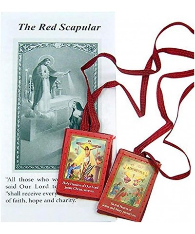 Red Cloth Scapular of The Passion with Instruction Pamphlet, 18 Inch $10.99 Necklaces