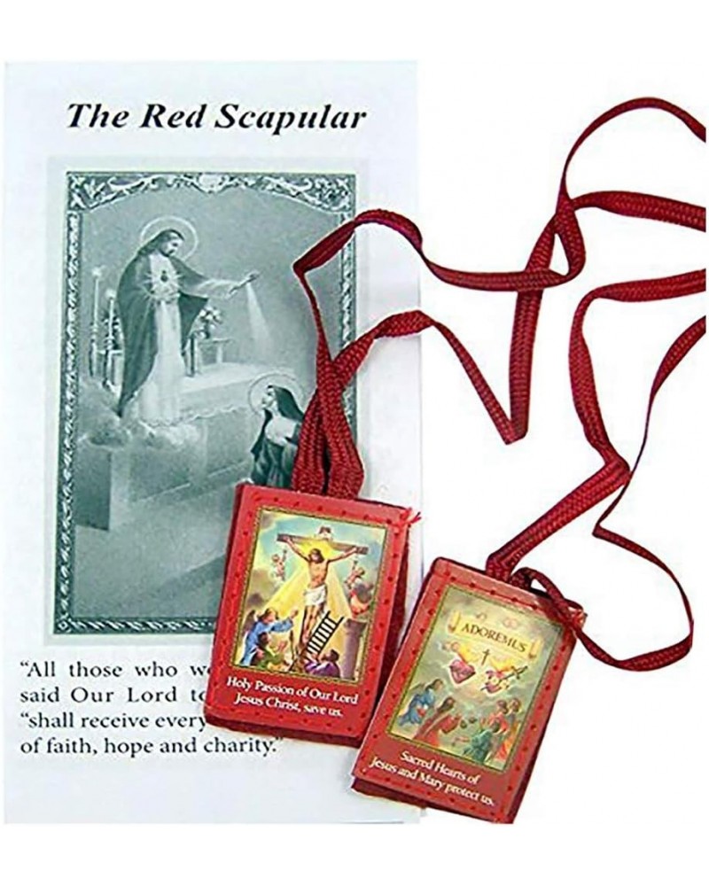 Red Cloth Scapular of The Passion with Instruction Pamphlet, 18 Inch $10.99 Necklaces