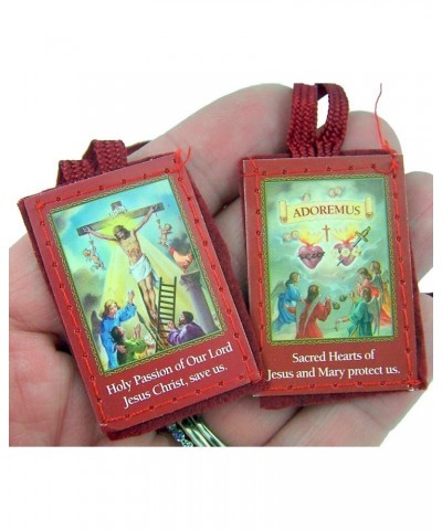 Red Cloth Scapular of The Passion with Instruction Pamphlet, 18 Inch $10.99 Necklaces