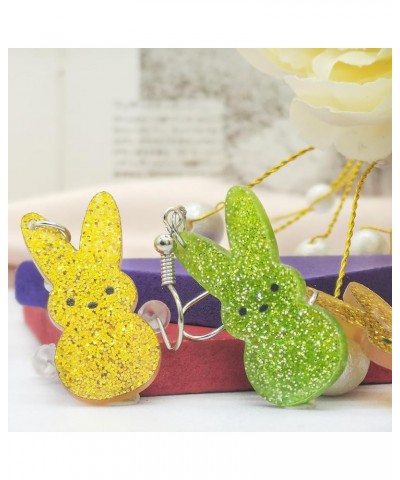 Easter Bunny Earrings for Women Girls Sparkle Colorful Rabbit Spring Earrings Acrylic Rabbit Dangle Earrings Holiday Happy Ea...