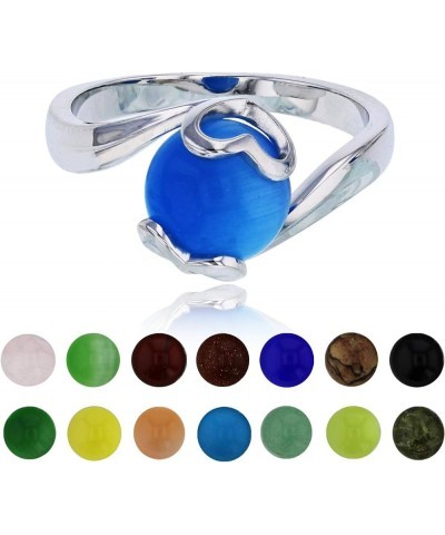 925 Sterling Silver Genuine and Simulated 14 Color Interchangeable Gemstone Set Fashion Ring Heart $18.45 Rings