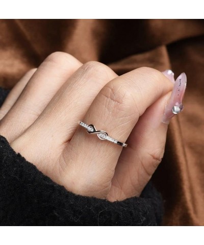 Infinity Knot Ring for Women, 925 Sterling Silver Cubic Zirconia Rings Aesthetic Jewelry Flower Mother's Day Gift for Girls w...