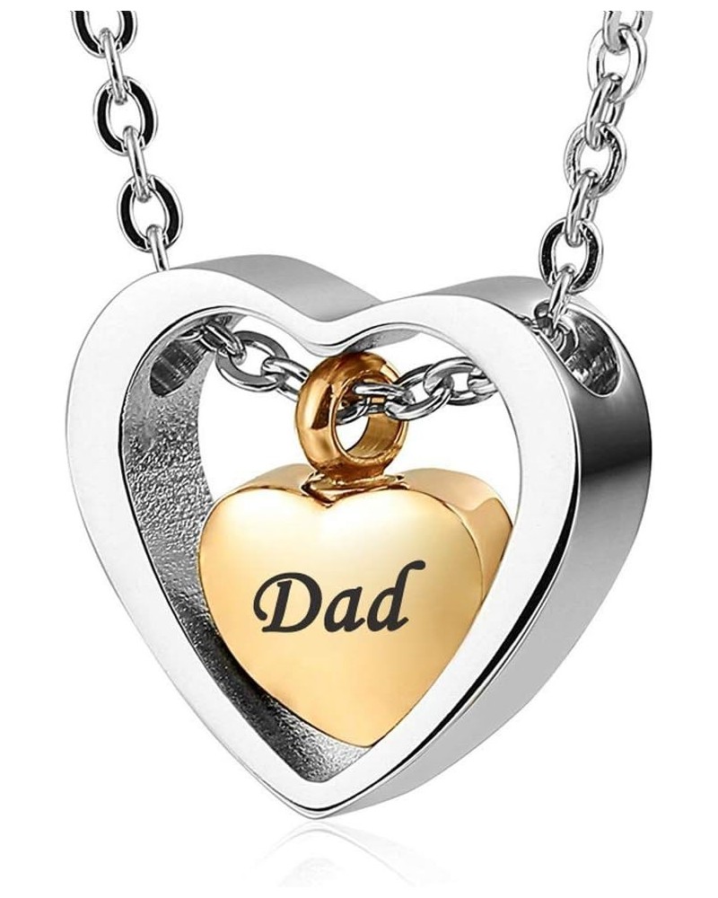 Gold Double Heart Urn Necklace Memorial Pendant with Funnel Fill Kit Included, Keepsake Cremation Ashes Jewelry for dad mom D...