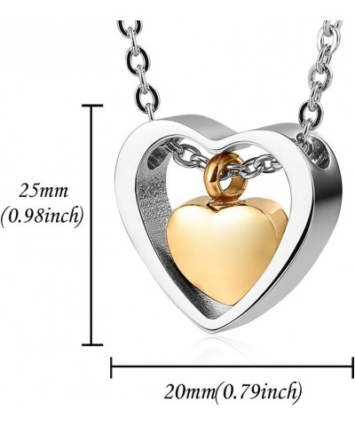 Gold Double Heart Urn Necklace Memorial Pendant with Funnel Fill Kit Included, Keepsake Cremation Ashes Jewelry for dad mom D...