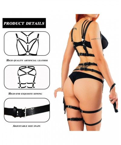 Punk Leather Body Belt Suspenders Lingerie Gothic Garter Belts Black23 $9.66 Body Jewelry