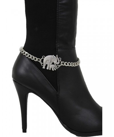 Women Western Fashion Jewelry Boot Chain Bracelet Silver Metal Shoe Anklet Bling Elephant Charm India $11.75 Anklets