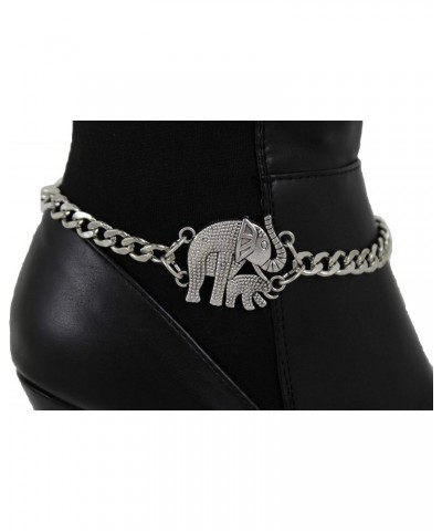 Women Western Fashion Jewelry Boot Chain Bracelet Silver Metal Shoe Anklet Bling Elephant Charm India $11.75 Anklets