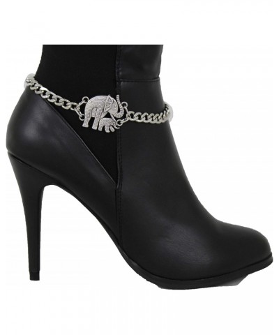 Women Western Fashion Jewelry Boot Chain Bracelet Silver Metal Shoe Anklet Bling Elephant Charm India $11.75 Anklets