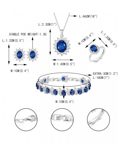 Wedding Jewelry Set for Bride Bridesmaid, Glamour Teardrop Cubic Zirconia Pendant Necklace Earrings Tennis Bracelet Open Ring...