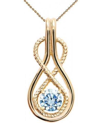 Infinity Rope March Birthstone Aquamarine 14k Yellow Gold Pendant Necklace 20.0 Inches $128.69 Necklaces