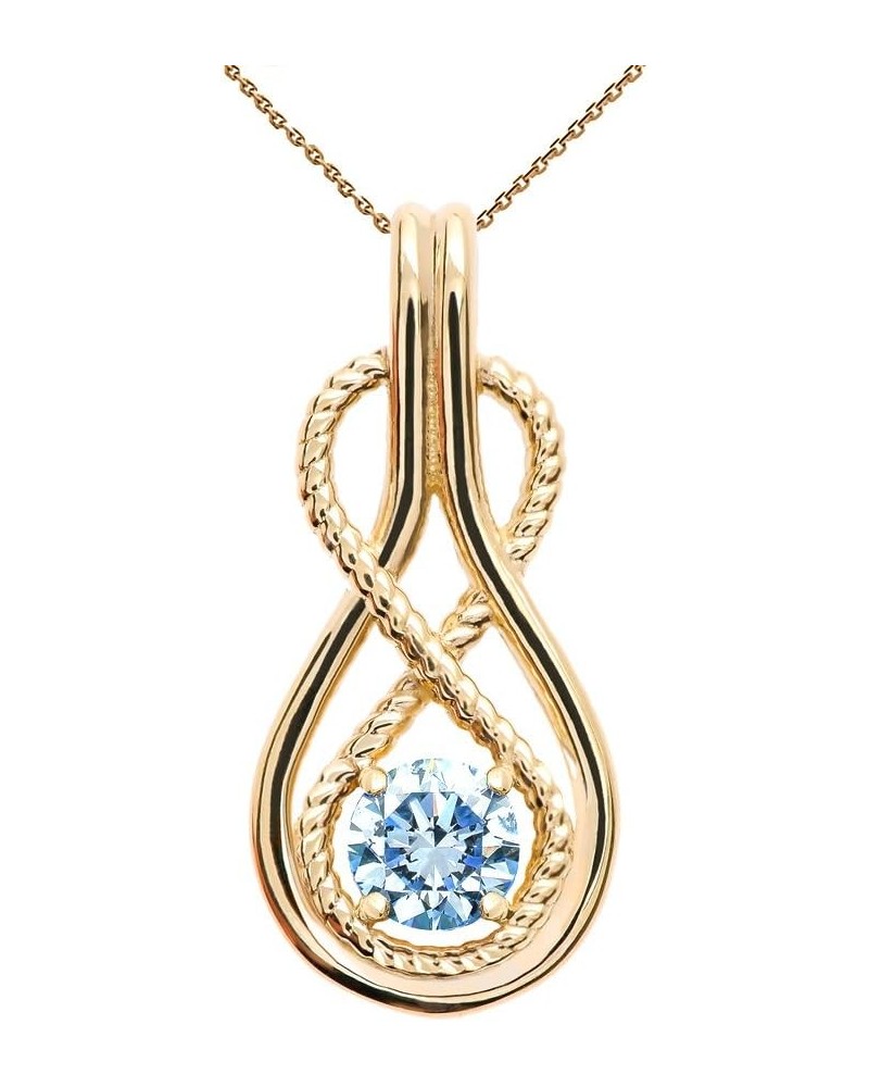 Infinity Rope March Birthstone Aquamarine 14k Yellow Gold Pendant Necklace 20.0 Inches $128.69 Necklaces