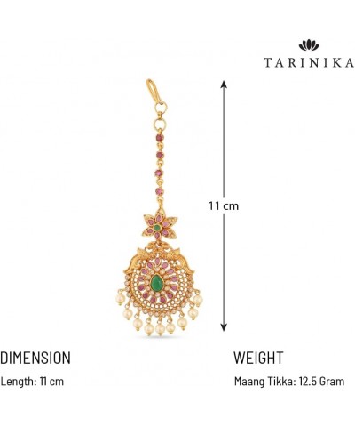 Antique Gold Plated Parv Maang Tikka with Peacock Design - Indian Mang Tika for Women and Girls | Perfect for Ethnic Occasion...