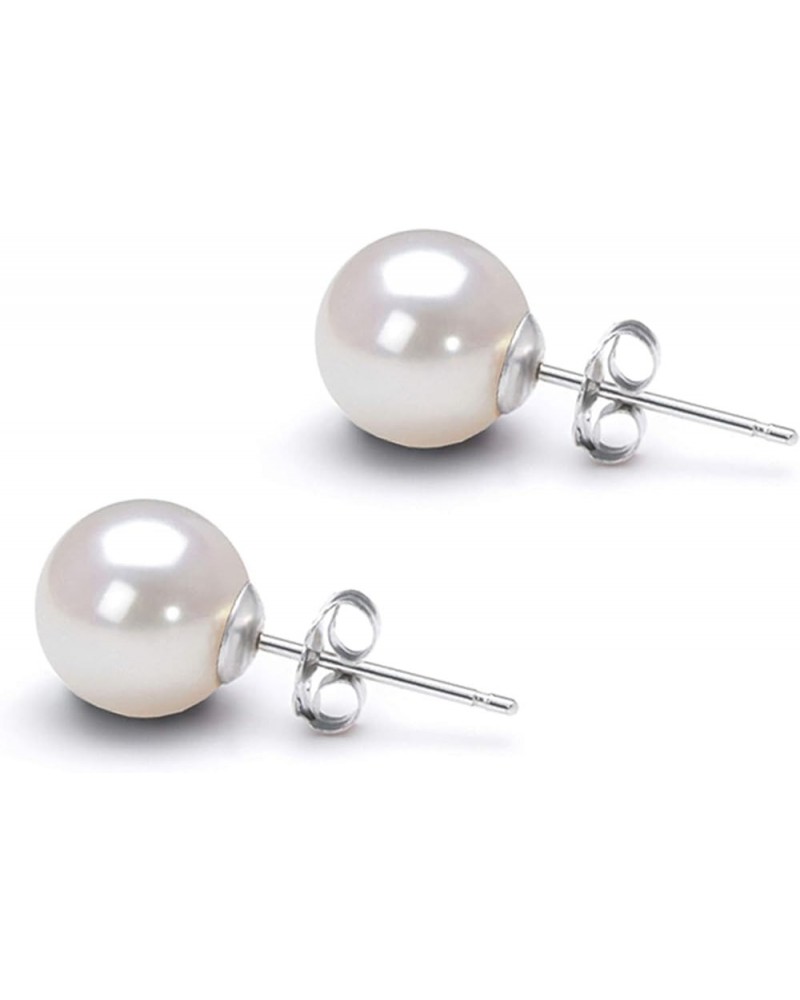 5-10mm Japanese Akoya Cultured Pearl Earrings Stud for Women AAA White Earrings Sterling Silver Setting - 6.0 Millimeters Whi...