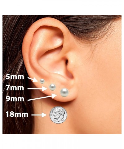 5-10mm Japanese Akoya Cultured Pearl Earrings Stud for Women AAA White Earrings Sterling Silver Setting - 6.0 Millimeters Whi...