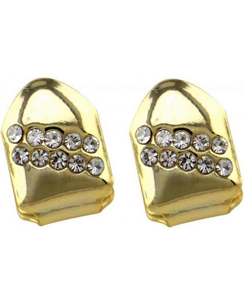 2PC Gold Plated Diamond Single Grillz Cap for Your Teeth Grillz Men Women Hip Hop Jewelry Gift Gold $8.83 Body Jewelry