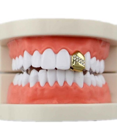 2PC Gold Plated Diamond Single Grillz Cap for Your Teeth Grillz Men Women Hip Hop Jewelry Gift Gold $8.83 Body Jewelry