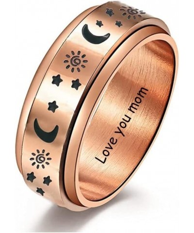 Personalized Stainless Steel Spinner Ring for Anxiety Fidget Rings for Relieving Stress Anxiety Ring for Mom Sun Moon Stars R...