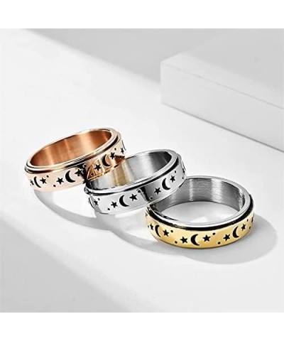 Personalized Stainless Steel Spinner Ring for Anxiety Fidget Rings for Relieving Stress Anxiety Ring for Mom Sun Moon Stars R...