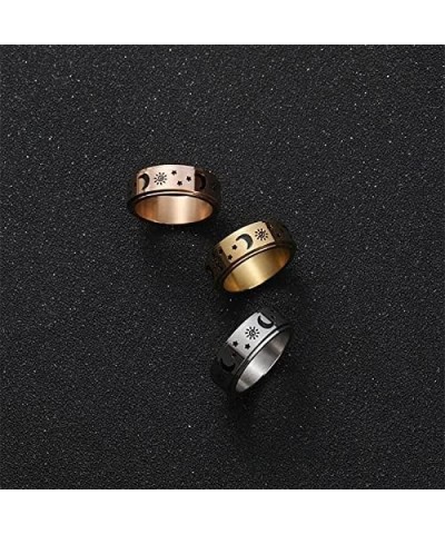 Personalized Stainless Steel Spinner Ring for Anxiety Fidget Rings for Relieving Stress Anxiety Ring for Mom Sun Moon Stars R...