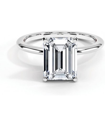 Engagement Ring 2 CT Emerald Cut Moissanite Engagement Rings for Women Platinum Plated Silver Free Engraving Style 6 $60.30 R...